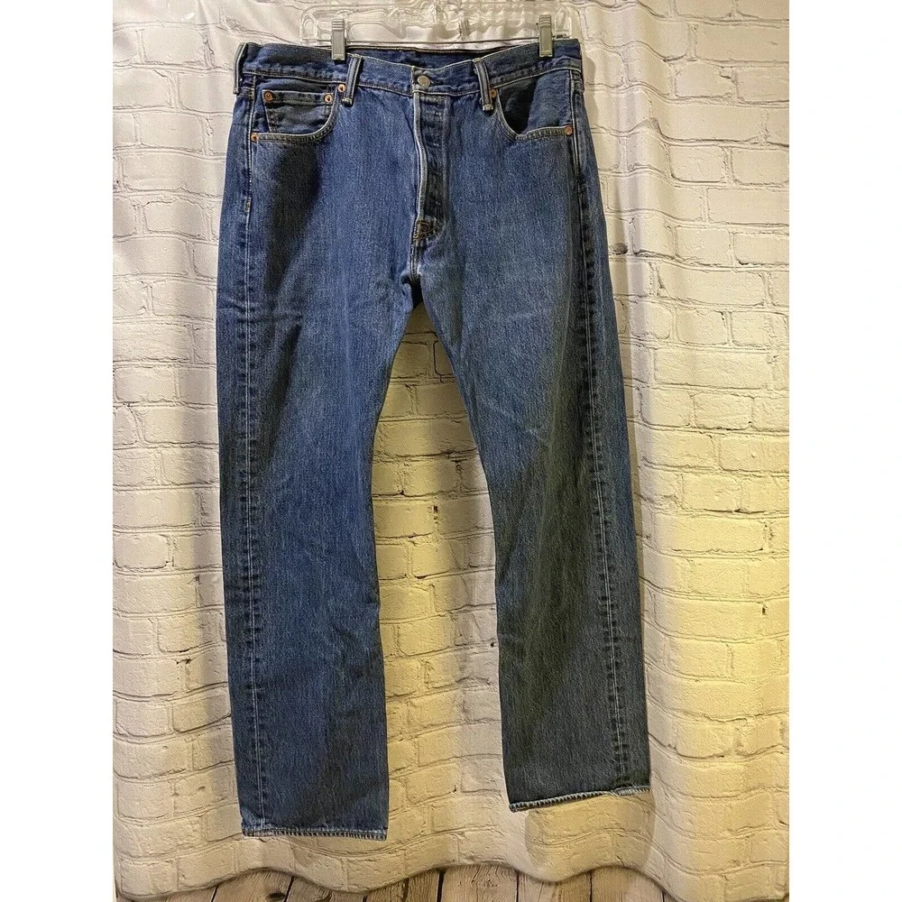 Vintage Levis 501 Denim Jeans 34 X 32 Made in USA 80s 90s 501XX Dark Wash RARE